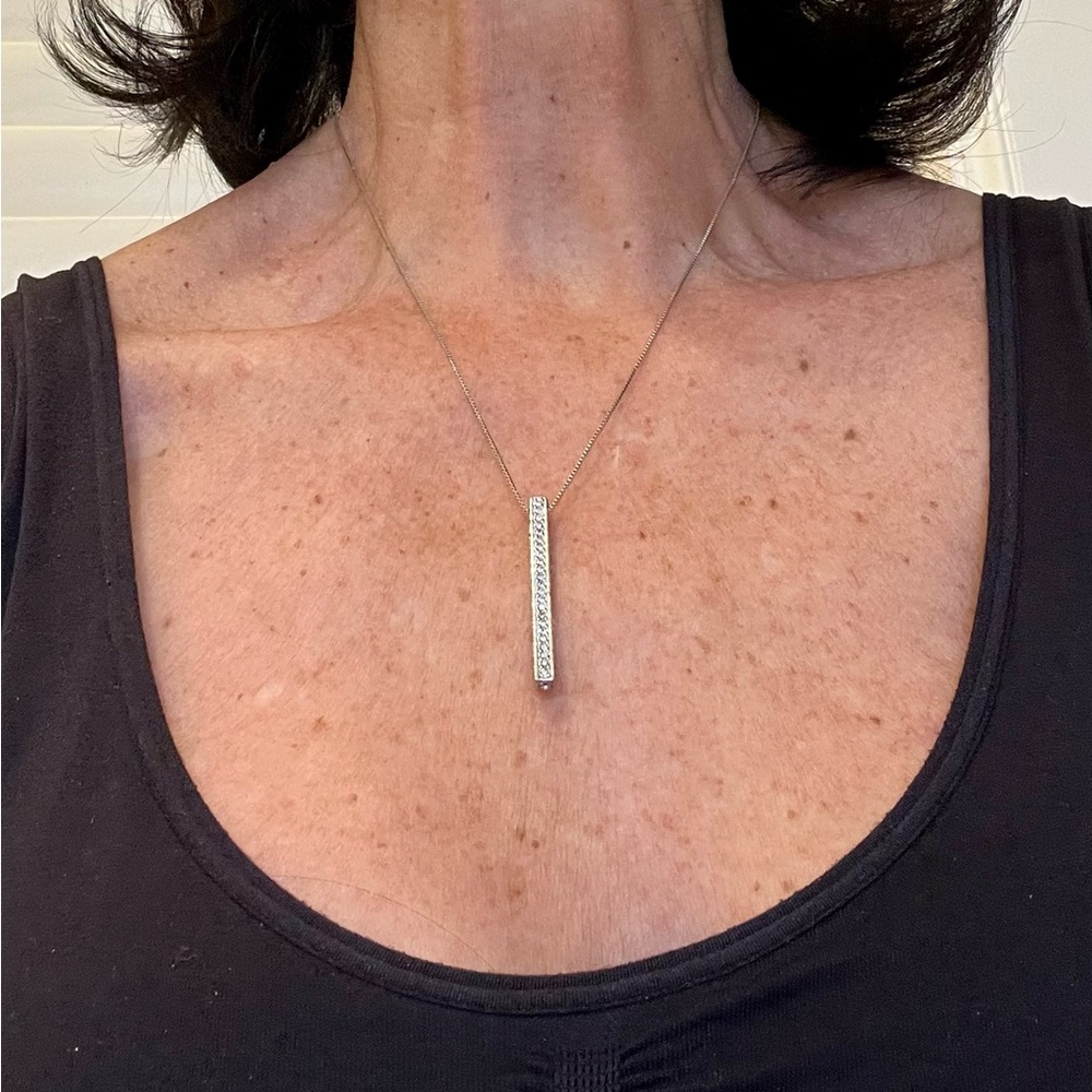 Bar Pendant Necklace - Silver plated chain - Picture 5 of 16